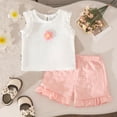 thumbnail image 3 of VUHXZWAF Girls Summer Clothes Set Sleeveless Line Shirt and Ruffle Shorts Kids Outfits Size 6-9 Months, 3 of 3