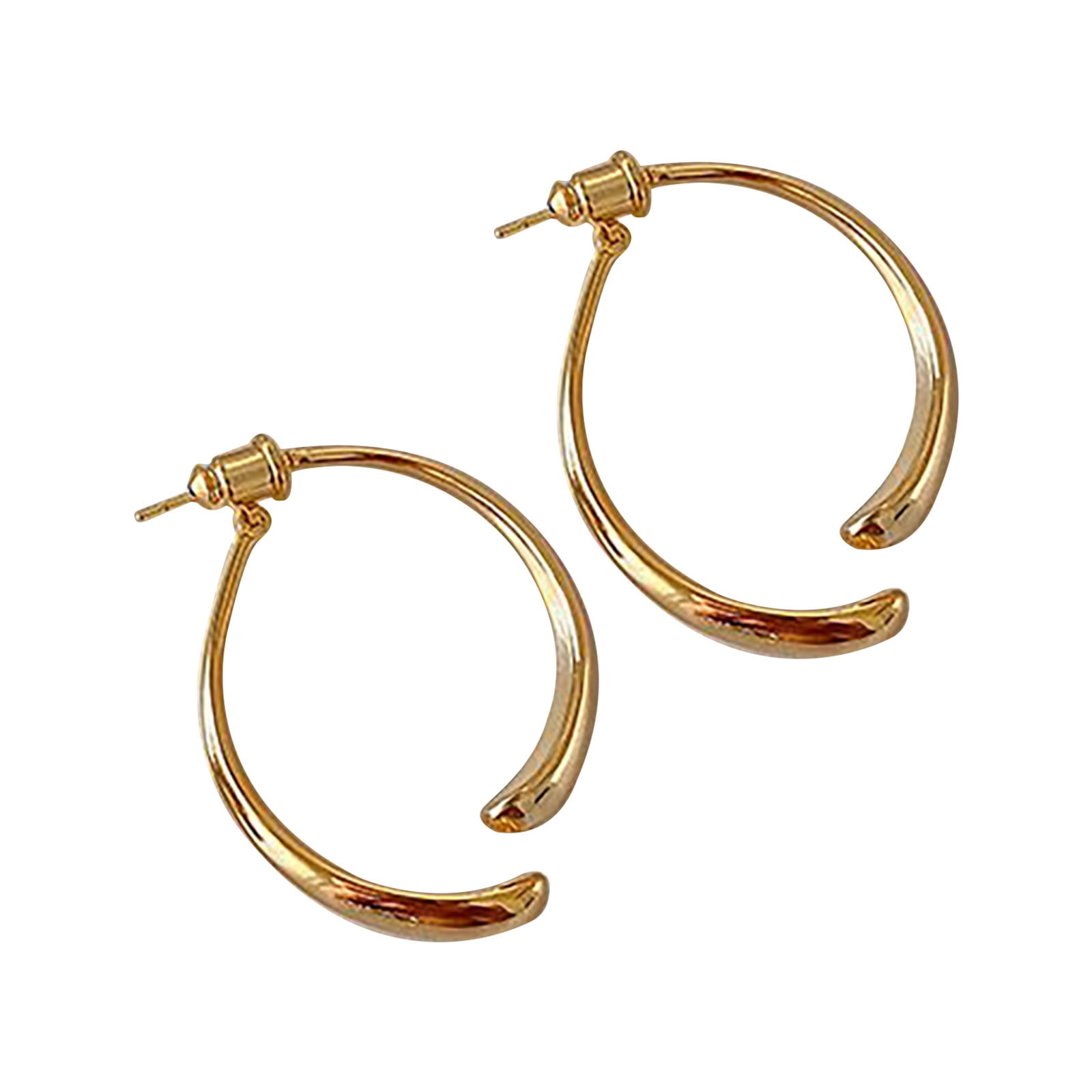 Gold curved earrings deals