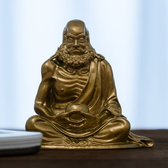 Handcrafted Brass Bodhidharma Statue – Icon of Wisdom & Resilience, Ideal for Home & Office, Vintage Style