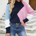 thumbnail image 4 of ShomPort Fall Fashion Sweaters for Women Long Sleeve Color Block Crewneck Pullover Sweater Knit Jumper Tops, 4 of 5