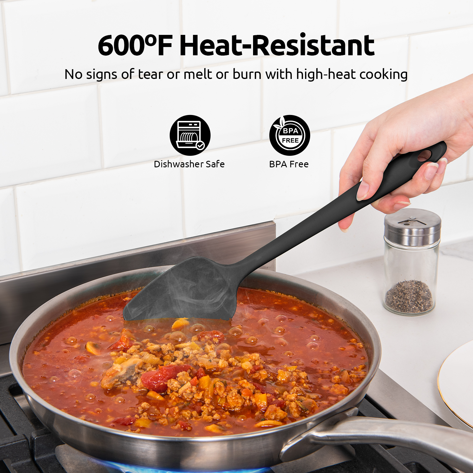 U-Taste Silicone Spatula Set of 3, 600°F Heat Resistant photo 5