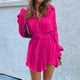 thumbnail image 5 of Vestidos Para Mujer Vestidos Casuales Otoño Cuello en V Solapa Color Sólido Cinturón Plisado Botón Camisa Vestido Odeerbi ODB139307, 5 of 9