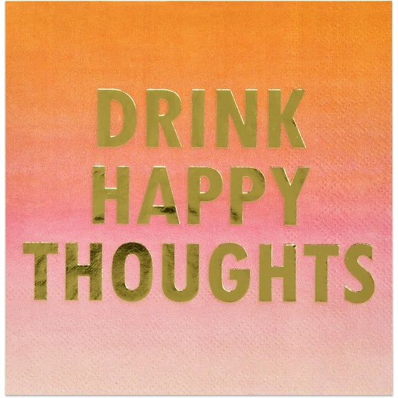 Gift Boutique 100 Pcs "Drink Happy Thoughts" Cocktail Napkins