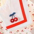 thumbnail image 6 of Fsqjgq Baby Girl Clothes Toddler Girl Easter Outfit Casaul Flower Girls Dresses Navy Summer Dress Little Girl Baby Fashion Bucolic Style Cherry Print Short Sleeved Lapel A Line Dress 80, 6 of 9