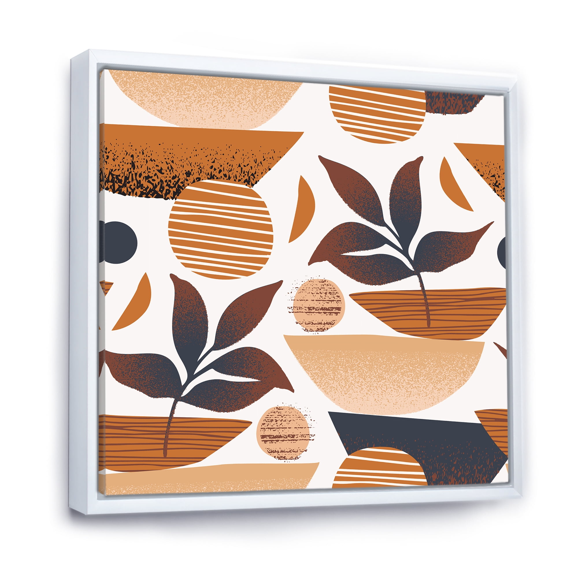 Designart 'Tropical Leaf Silhouettes and Shapes on White' Modern Framed Canvas Wall Art Print