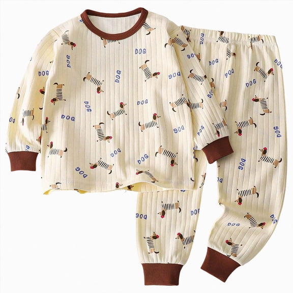 CAUYDY 10-12Y 13-14Y Teen Boy Pajamas Kid Outfits Fall Winter Long Sleeved Top Elastic Waist Pants 2 Piece Cute Set Children Boys Clothes Sizes 11-12 Years,Brown