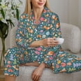 thumbnail image 6 of Pofeuu Foxes and Birds in Forest Print Womens Pajamas Set Long Sleeve Sleepwear Button Down Nightwear Soft Pj Lounge Sets Button Down Pajamas Women-XX-Large, 6 of 7