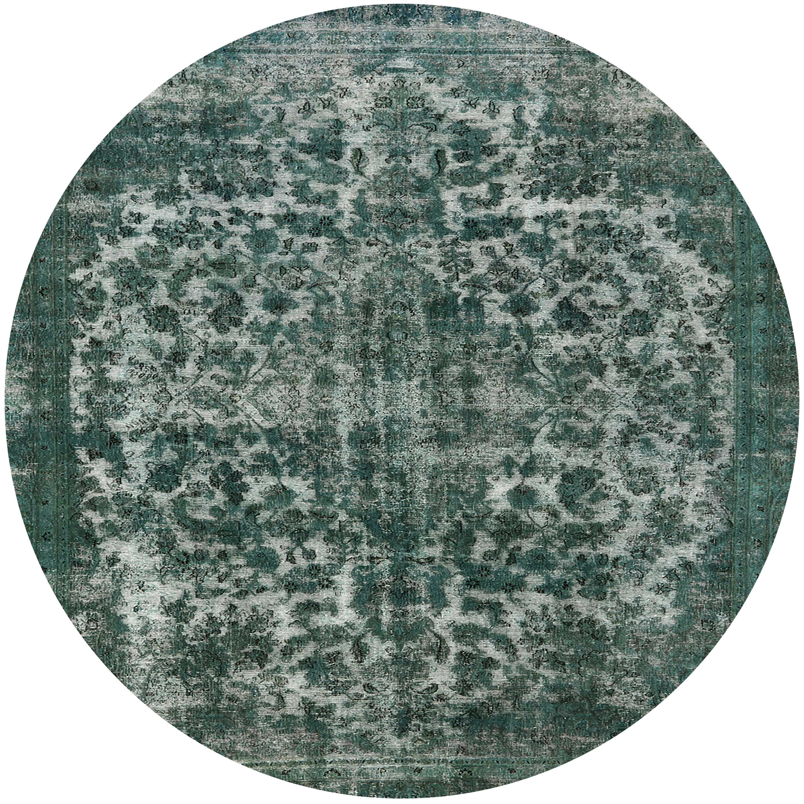 Ahgly Company Indoor Round Mid-Century Modern Light Slate Gray Oriental ...