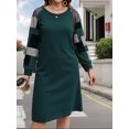 thumbnail image 7 of Cuteduck Women Plus Size Fall Plaid Dress Long Sleeve Round Neck Fashion A-Line Casual Midi Dress 1X-4X, 7 of 7