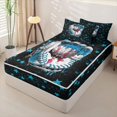 thumbnail image 2 of Castle Fairy Baseball Glove Print Zipper Twin Comforter Sets with Fitted Sheet and 2 Pillowcases, Graffiti Stars Print Zipper Bedding Set, Black Blue White,4-Piece,Black Reversible, 2 of 6