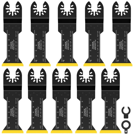 10 Pcs Long Oscillating Multitool Blade Long Reach Universal Oscillating Saw Blade Multi Tool Accessories with 2 Adapter for Wood Nail
