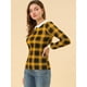 thumbnail image 2 of INSPIRE CHIC Blusaa Cuadros Cuello Peter Pan Manga Abullonada En Contraste Camisa Para Mujer Amarillo M, 2 of 6