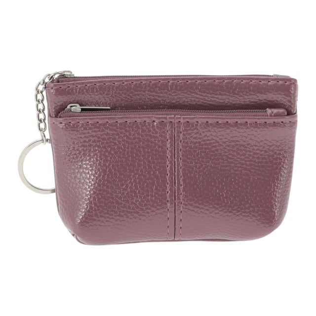 Bargains Únicos 1 Pc Billetera Monedero Portátil con Dos Bolsillos de Cremallera Color Rojo Roble