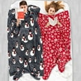 thumbnail image 5 of PAVILIA Fleece Blanket with Sleeves, Foot Pockets for Women Men Adults, Plush Wearable Blanket Throw Wrap, Warm Snuggle Blanket Robe, Cozy Gift Ideas Wife Mom, Snowman Gray, 5 of 7