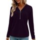 thumbnail image 1 of Blusas de Manga Larga para las Mujeres Cremallera de Cuello en V Delantera Color Sólido Top de Moda Casual, Tops de Color Sólido para las Mujeres, 1 of 9