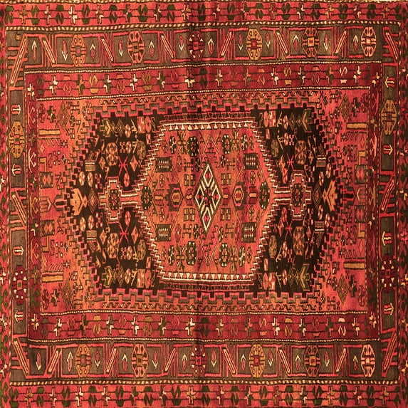 Ahgly Company Indoor Square Persian Orange Traditional Area Rugs, 7' Square