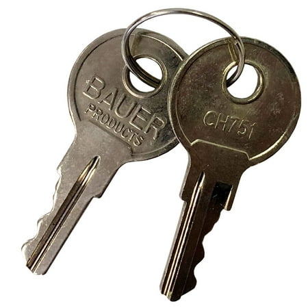 Bauer CH751 Replacement Keys for T-Handles, Camper Toppers, Camper Shells, Truck Caps, Cabinets and Push Locks - Set of