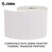 Zebra 4 x 2 in Thermal Transfer Polypropylene Labels PolyPro 3000T Permanent Adhesive Shipping Labels - 1 in Core - 4 Rolls