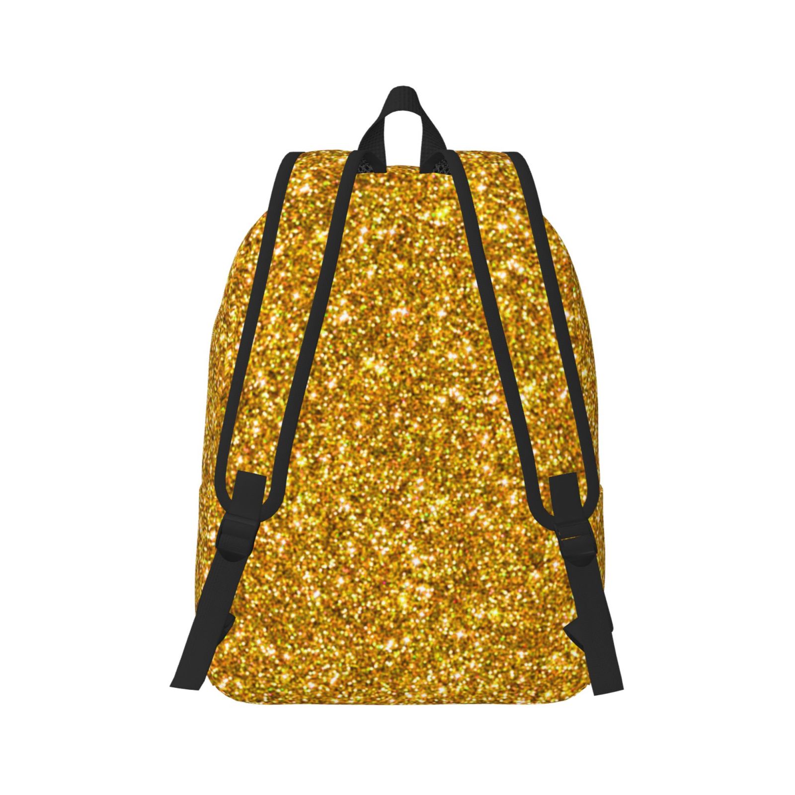 Rateoe Gold Glitter Pattern Canvas College Laptop Backpack,Travel Daypack,Durable Rucksack Travel Notebook Bag School Backpack Book Bag for Men Women-Small
