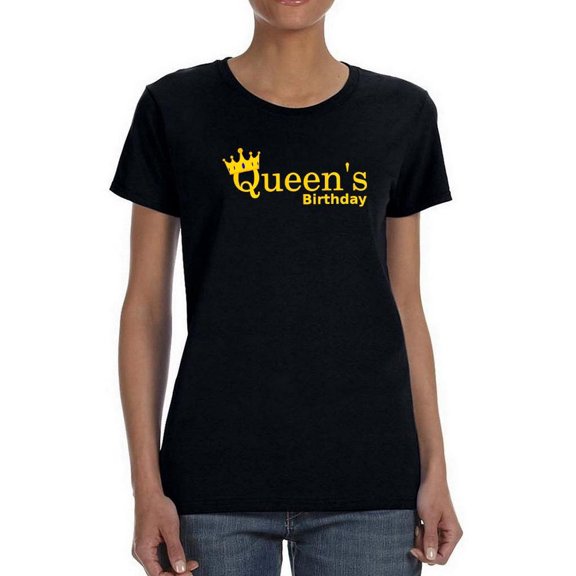 Queen Bday Royal Gold Text Shaped T-Shirt Women -Image by Shutterstock, Female XX-Large