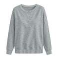 thumbnail image 7 of ZHYou Womens Long Sleeve Sweatshirts Henley Half Button Collared Loose Fit Drop Shoulder Casual Pullover Tops,Gray,Size 2XL, 7 of 7