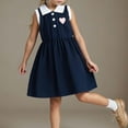 thumbnail image 2 of Summer Clearance Holiday Deals 2025! QTOCIO Toddler Girls Dresses, Baby Girl Summer Clothes, Little Girl's Love Embroidered Collar Sleeveless Waist Dress, Navy, 18 Months, 2 of 8