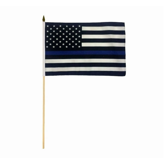 Thin Blue Line 12x18in Grave Marker Stick Flag