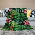 thumbnail image 2 of Fenyluxe Tropical Leaves Flowers Pink Flower Throw Blanket Excellent Hand Feel All Seasons Comfort Versatile Blanket for Sofa Bed Wall Decoration 60x80in, 2 of 6