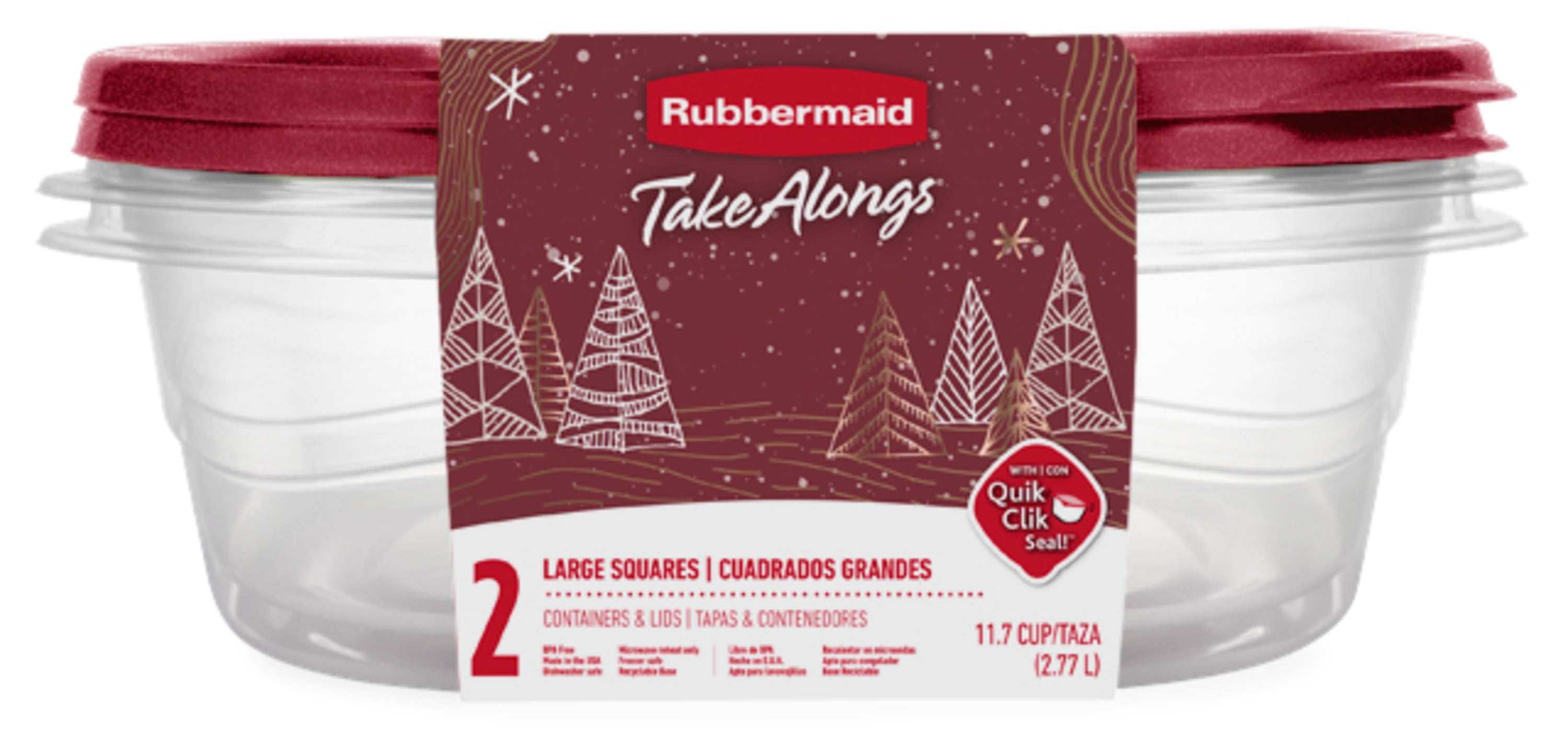 Rubbermaid TakeAlongs 11.7 Cup Food Storage Containers, Set of 2, Rhubarb Red