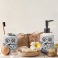 thumbnail image 4 of Ambesonne Octopus Soap Dispenser & Toothbrush Holder Set, Sketch Monochrome Art, 2 Pcs, Brown White, 4 of 6