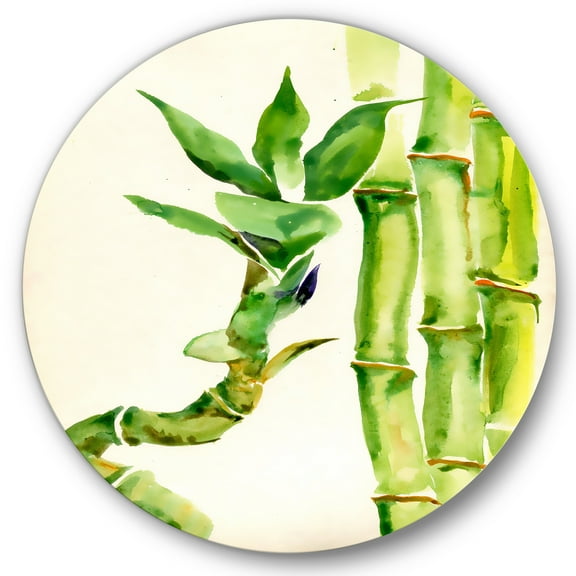 Designart 'The Forest of Bamboo Branches VI' Tropical Circle Metal Wall Art 36x36 - Disc of 36