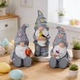 thumbnail image 3 of 3-Piece Easter Gnome Resin Desktop Decorations, Cute Spring Home Ornaments, Festive Gift, Handmade Carving, Versatile for Indoor & Outdoor Use, 3 of 5