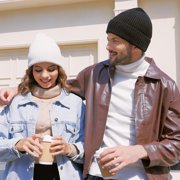 Beanie for Women Men, Unisex Wool Knit Warm Fleece Lined Cuffed Winter Hat Cap 1Pack