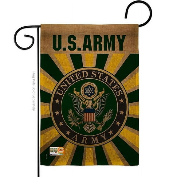 Breeze Decor BD-MI-G-108396-IP-DB-D-US18-UA 13 x 18.5 in. Army Burlap Americana Military Impressions Decorative Vertical Double Sided Garden Flag