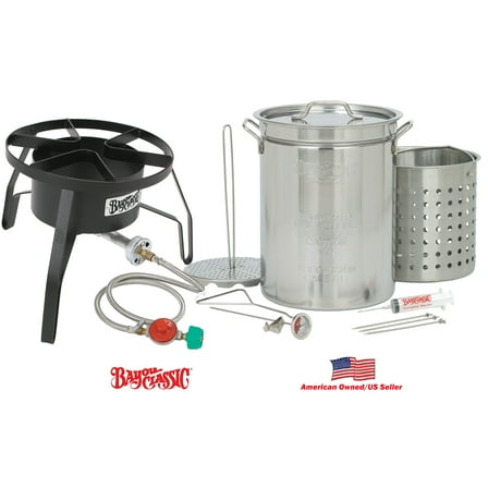 Bayou Classic 8195 Propane Turkey Fryer Kit - Burner and 32-Quart Stainless Steel Pot