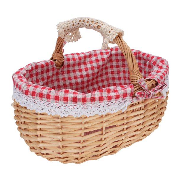 Canasta de Picnic, Cesta de Almacenamiento de Mimbre Con Revestimiento extra de Gran Capacidad