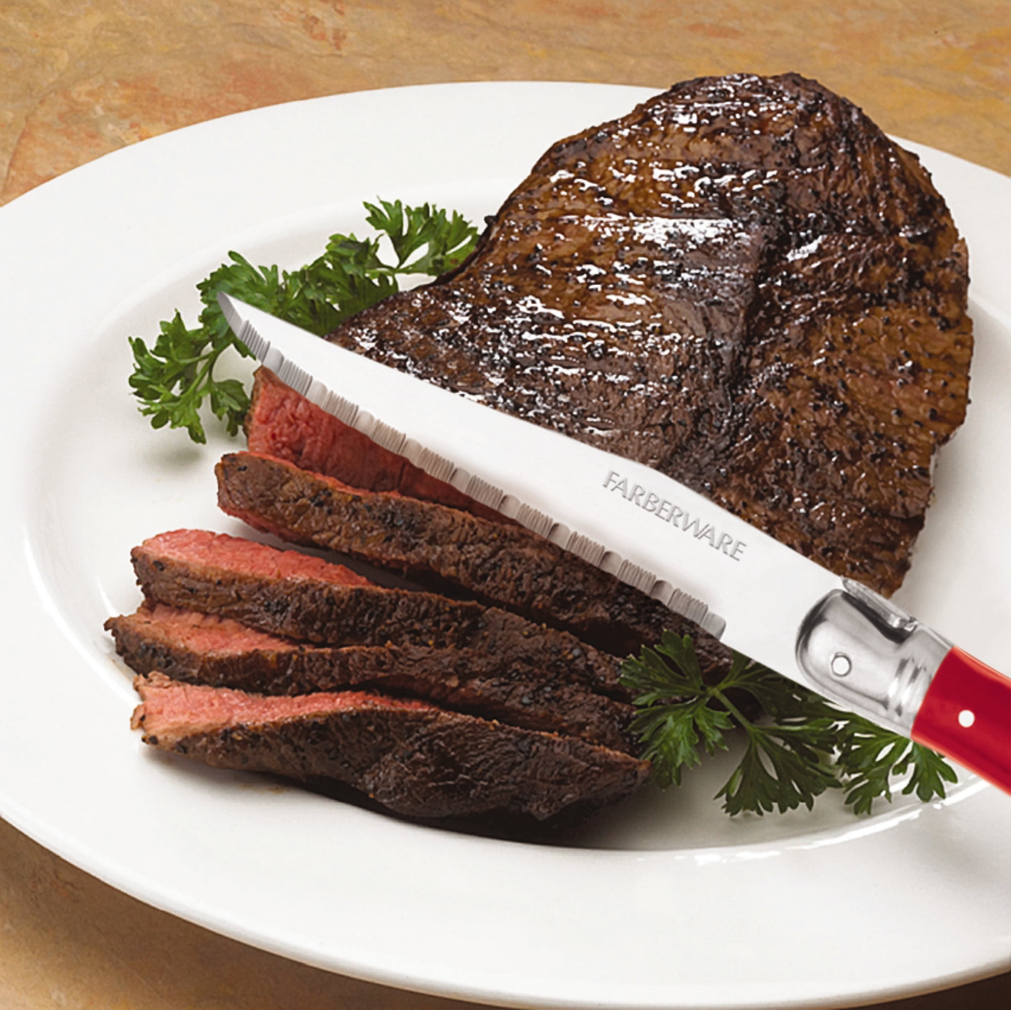 Farberware Red Laguiole Style 4.5" Steak Knife Set, 4 Piece