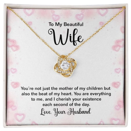 To My Wife, The Beat Of My Heart Love Knot Necklace | To Wife