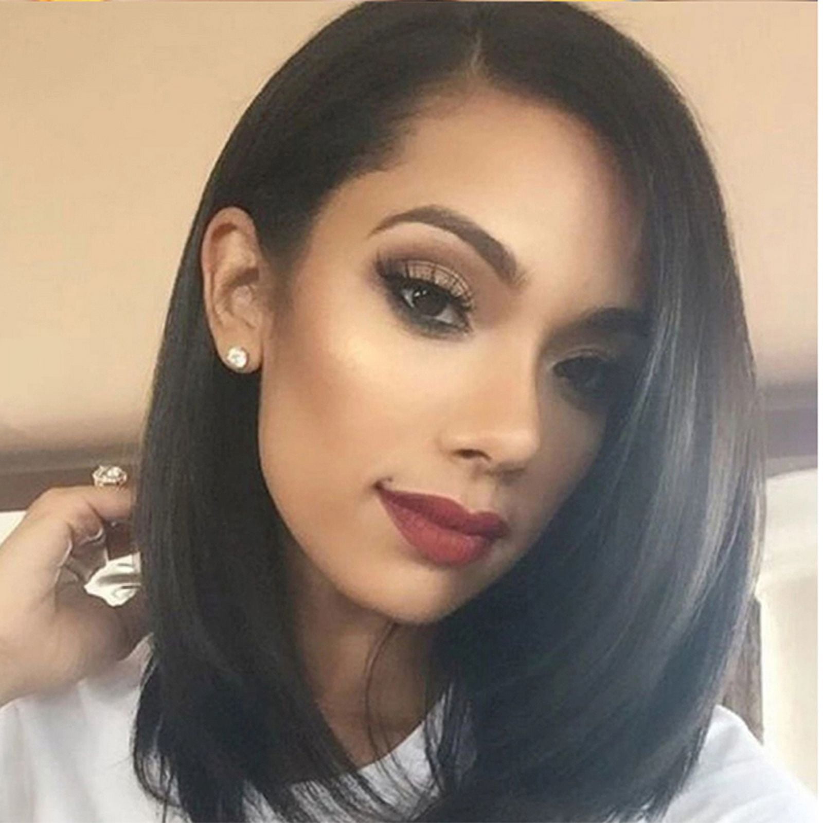 Short Bob Wig Women Straight Glueless Lace Front Human Hair