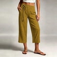 thumbnail image 2 of Cotton Capri Pants for Women Ihhxva Plaid Cropped with Pockets Elastic Waist Casual Straight Leg Trousers S-2XL, 2 of 9