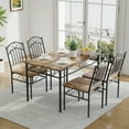 thumbnail image 2 of Dining Table Set for 4, 5-Piece Metal and Wood Rectangular Kitchen Table and Chairs, Space-Saving Kitchen and Dining Room Furniture for Small Spaces, Breakfast Nook, Charred Wood Finish, 2 of 6
