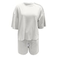 thumbnail image 4 of Womens 2 Piece Outfits 3/4 Sleeve Tops And Elastic Waist Shorts Sets Loungewear Conservative Swimsuits for Women Swim Suit Athletic Suits for Women Short Pants Swimsuit for Women Women Swim Shorts, 4 of 6