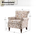 thumbnail image 6 of Wingback Armchairs Set of 2 Accent Chairs Floral Upholstered Sofa Wood Legs Lounge Seat Removable Cushion Home Living Room, 6 of 6
