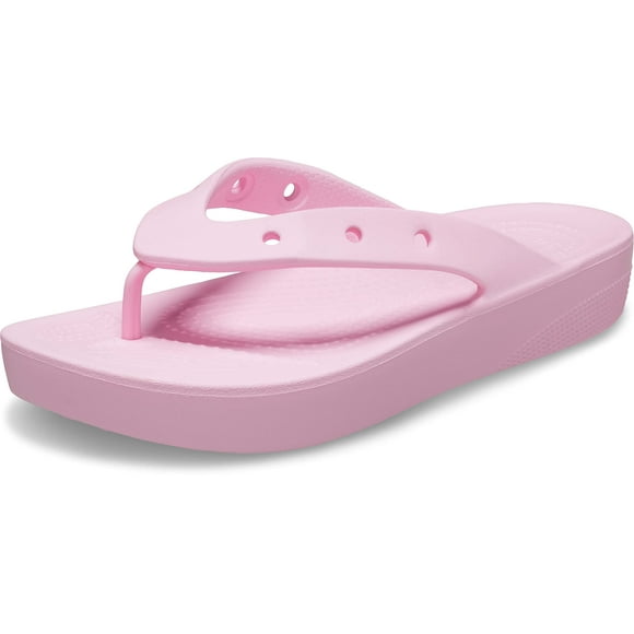 Crocs Women's Classic Flip Flops | Platform Shoes, Flamingo, 6