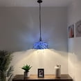 thumbnail image 4 of Blue Stained Glass Pendant Lights Fixture Baroque Style LED Bulb Included for Dining Room  Kitchen 16"W*16"D*75"H, 4 of 7
