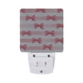 thumbnail image 2 of Horizontal Pink Stripes Bows Watercolor LED Night Light Sensor Lamp Plug-in Adjustable Brightness 2 Pack, 2 of 7