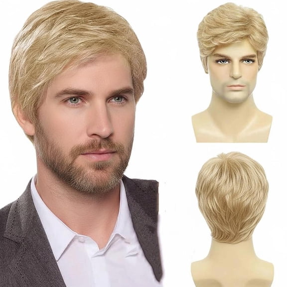 New Synthetic Synthetic Fiber Wig Mens Short Black Hair Full Head Hair Micro Volume High Temperature Silk Full Head Wig