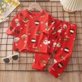 thumbnail image 2 of TOWED22 Winter Outfit for Infant Toddler Long Sleeve Print Round Neck T-Shirt Fleece Pants 2Pcs Warm Clothes Set(Watermelon Red,3-4 Y), 2 of 6