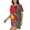 thumbnail image 2 of Rateoe Dinosaur Super Hero Cartoon Pattern Women's Short-Sleeved Pajama Set - 2 Piece Soft and Lightweight Sleepwear Set-Small, 2 of 7