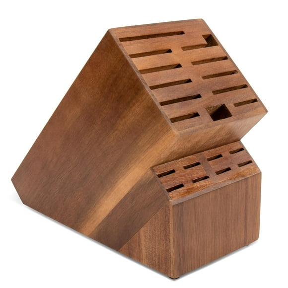 20 Slot Knife Block Storage without Knives,Acacia Wood Universal Knife Holder for Kitchen Countertop,Large Butcher Block Organizer,Easy Kitchen Knife Storage